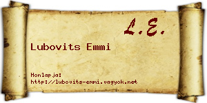 Lubovits Emmi névjegykártya